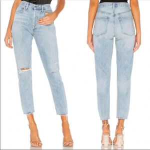 AGOLDE Jamie High Rise Distressed Jeans Shakedown Wash Denim Button Fly Size 26